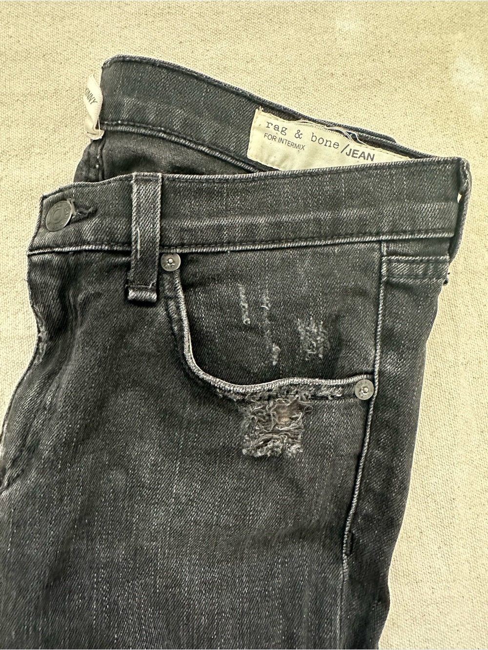rag & bone / JEAN for Intermix Skinny Jeans Size 27 Black Distressed - Picture 13 of 16